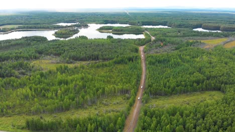 4K-Drone-Video-of-Moose-Creek-Reservoir-at-Chena-Lake-Recreation-Areas-and-Campground-near-Fort-Wainright,-Alaska