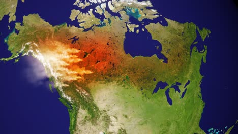 Canada-forest-fire-map---3d-animation-with-smoke-and-aerial-growth-of-damage---Made-of-public-domain-image-from-NASA