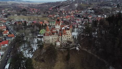 Aerial-Shot-Flying-Over-The-Bran-Castle-In-Transylvania