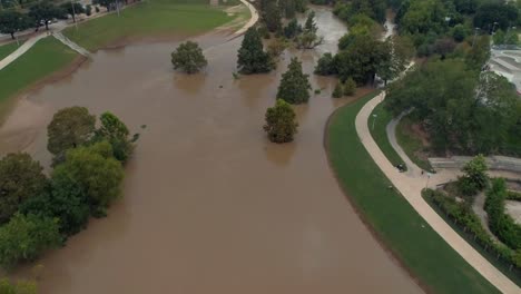 Antena-De-Fuertes-Inundaciones-En-Houston,-Texas-Después-Del-Huracán-Harvey