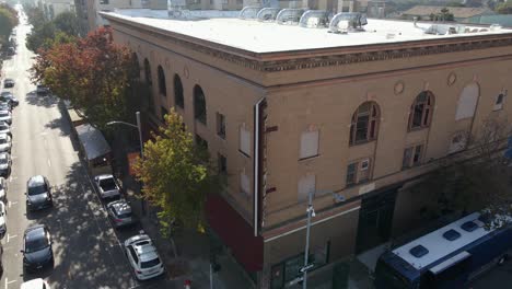 Aerial-view-around-the-Fillmore-club,-in-San-Francisco,-USA---orbit,-drone-shot