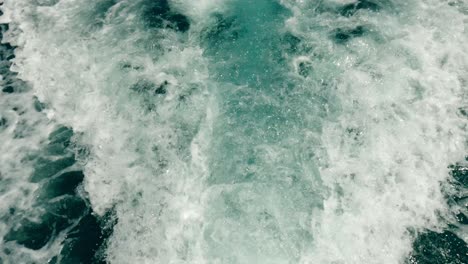 Unusual-and-unique-pov-of-motorboat-sea-water-wake