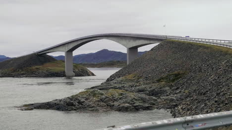 Misty-And-Cloudy-Day-At-Storseisundet-Bridge-At-Atlantic-Ocean-Road,-Norway