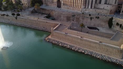 Aerial-Reveal-Santa-Maria-Cathedral-And-Citadel-In-Palma-De-Mallorca