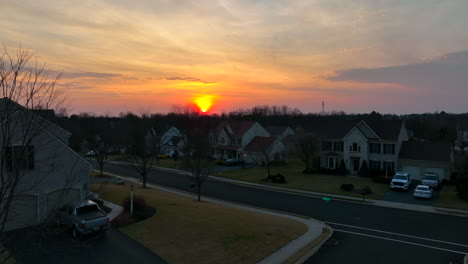 Suburban-homes-at-night-in-winter-sunset