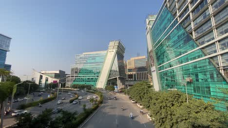 Ultra-wide-shot-of-Architecture-of-Cyber-City-Buildings-during-day-time