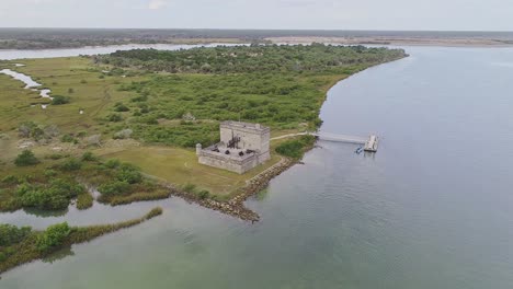 Aerial-shot-of-Fort-Matanzas-National-Monument,-St