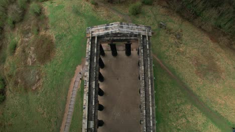 Aerial-View-Of-Ancient-Penshaw-Monument-Built-On-The-Penshaw-Hill-In-Sunderland,-England