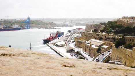 Industrial-vessels-moored-in-port-of-Malta-island
