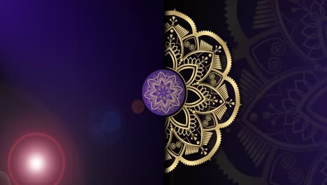 Gold--Und-Lila-Mandala-Ornament-Hintergrund,-Der-Sich-Sanft-Schlängelt,-Arabisch-islamischer-Stil-Für-Jeden-Zweck
