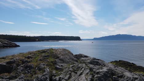 Beautiful,-rocky-coastline-near-Smuggler-Cove-on-the-Sunshine-Coast-of-British-Columbia,-Canada