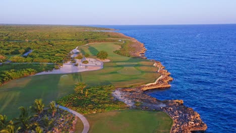 Birds-eye-view-of-golf-course-of-Playa-Nueva-Romana-in-Dominican-Republic