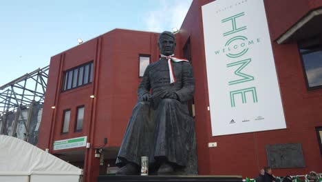 A-close-up-of-the-statue-of-Brother-Walfrid,-the-founder-of-Celtic-Football-Club