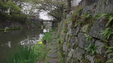 Omihachiman-Bori,-Ancient-Stone-Moat-in-Shia-Prefecture,-Walking-POV-Shot