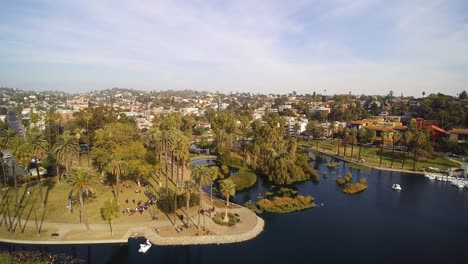Afternoon-aerial-shot-of-Echo-Park-in-Los-Angeles