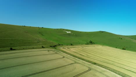 Wiltshire-historic-white-horse-iconic-chalk-figure-landmark-aerial-view-slow-push-in-from-distant-view