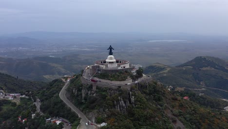 Aerial:-Cristo-Rey,-catholic-sanctuary,-Guanajuato,-Mexico,-drone-view
