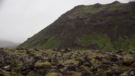 4K-Iceland-Mossy-rock-with-Lava-Time-lapse