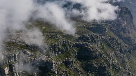 Cinematic-Aerial-Drone-Shot-Looking-Down-onto-Vast-South-African-Mountain-Range