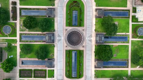 Top-down-aerial-of-underground-portion-of-Texas-State-Capitol-offices-for-politicians-and-legislators