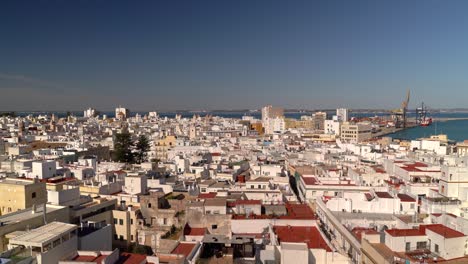 Aerial-panorama-over-Cadiz-city-in-Spain-with-whitewashed-houses