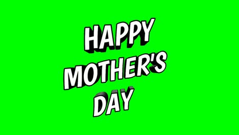 Animation-Happy-Mother's-Day-Text-Cartoon-on-green-screen-background-for-parents-holidays-concept