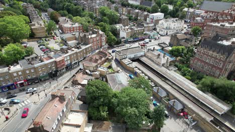 Blackheath-station-London-UK-drone-aerial-view-in-summer-drought