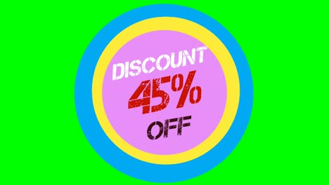 Animation-cartoon-Discount-45%-Off-Text-Flat-Style-Popup-Promotional-Animation-green-screen-4K