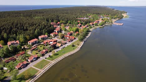 Aerial-View-Of-Seaside-Resort-Village-Of-Juodkrante,-Curonian-Spit,-Lithuania