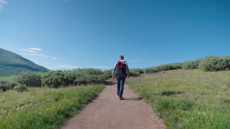 Hiker-Walking-on-a-Path-|-Mount-Bierstadt,-Colorado