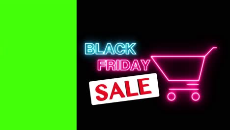 animation-of-a-moving-shopping-cart-in-neon-color-and-black-friday-font-with-greenscreen