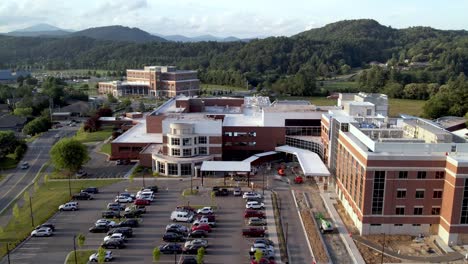 aerial-push-in-to-appalachian-regional-healthcare-system-in-boone-nc,-north-carolina