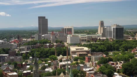 Albany,-New-York-skyline-with-drone-video-moving-sideways
