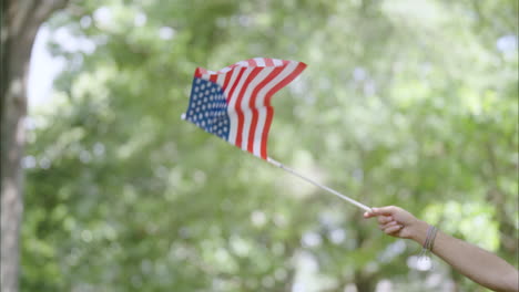 American-flag-waving-in-slow-motion-with-trees-in-background