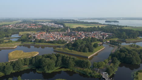 Beautiful-aerial-of-the-fortress-town-Naarden-in-the-Netherlands