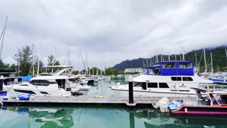 A-shot-of-yachts-decked-by-the-wharf-on-the-island-of-Langkawi