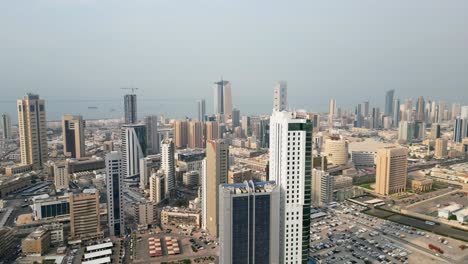 Wide-angle-aerial-view-of-skyscrapers-and-high-rises-in-Kuwait-City