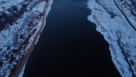 Aerial-view-of-winter-wonderland-in-Alberta