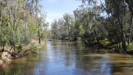 Blick-Auf-Den-Scotts-Creek,-Der-Sich-Bei-Cobram-Mit-Dem-Murray-River-Verbindet-Und-Quinns-Island-Im-Nordosten-Von-Victoria,-Australien,-Bildet