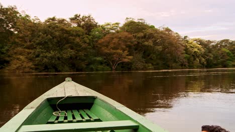 Der-Bug-Eines-Bootes,-Während-Sie-Im-Anavilhanas-Nationalpark-Im-Rio-Negro-Im-Brasilianischen-Amazonas-Regenwald-Transportiert-Werden
