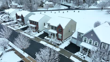 Amerikanische-Häuser-Im-Winterschnee