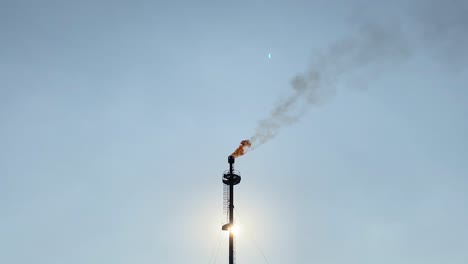 Kailashtilla-Gas-Field-Plant-Seen-Burning-Orange-Flame-With-Smoke-Rising