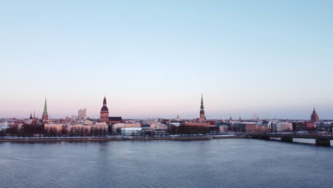 Establishing-shot-of-panorama-view-of-Riga,-Latvia