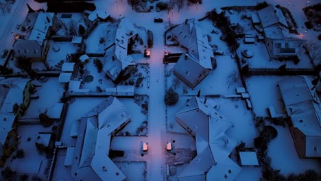 Aerial-short-of-snow-caped-houses-in-the-Svitavy-city