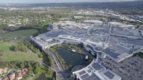 Robina-Town-Centre-And-Bill-Pippen-Oval-Cricket-Ground-In-The-Town-Of-Robina-In-Queensland,-Australia