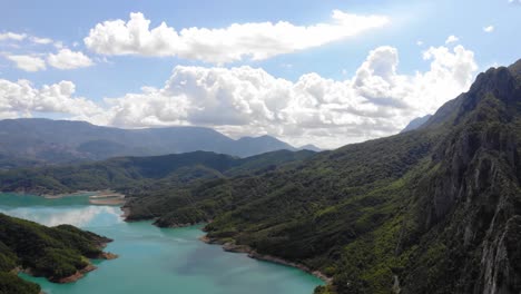 Stunning-landscape-of-Lake-Bovilla,-Albania
