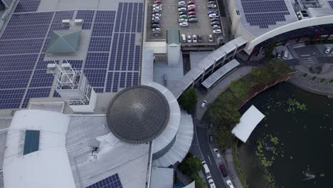 Solar-Panels-Installed-On-The-Rooftops-Of-Robina-Town-Centre-In-Gold-Coast,-Queensland