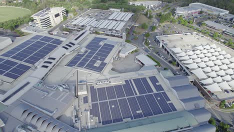 Robina-Town-Centre-With-Rooftop-Solar-System-Near-Bill-Pippen-Oval-In-Robina-Town,-Queensland