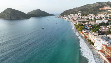 Aerial-footage-of-Tolo-village-in-the-Peloponnese,-Greece