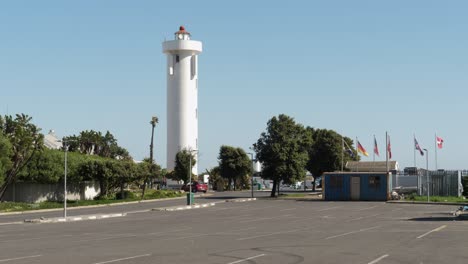 Tubular-white-Milnerton-Lighthouse-in-Table-Bay-in-Cape-town,-RSA